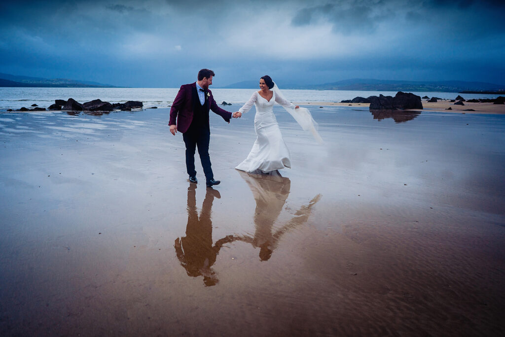 Bride and groom during a winter wedding in Donegal

